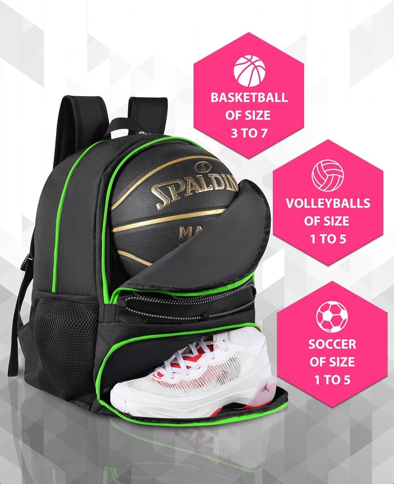 TRAILKICKER Basketball Bag Backpack for Men Women with Ball & Shoes Compartment 30L Capacity Lightweight Breathable Boys Girls Soccer Ball Bag Backpack Fit Volleyball Football Sports Travel School Gym - Image 3